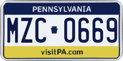 PA license plate MZC0669