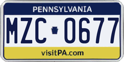 PA license plate MZC0677