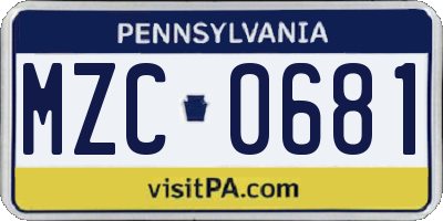 PA license plate MZC0681