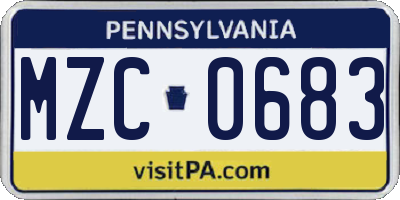 PA license plate MZC0683