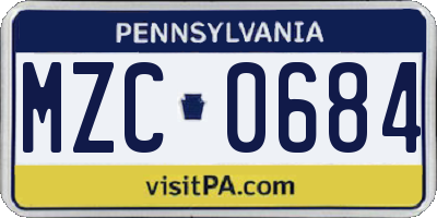PA license plate MZC0684