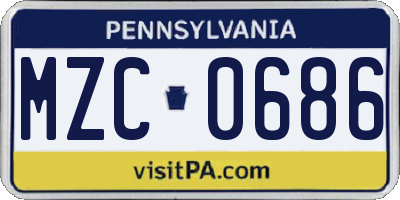 PA license plate MZC0686