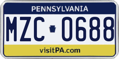 PA license plate MZC0688