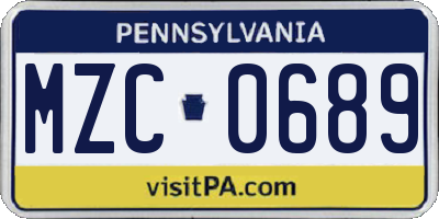 PA license plate MZC0689