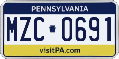 PA license plate MZC0691