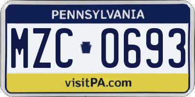 PA license plate MZC0693