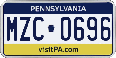 PA license plate MZC0696