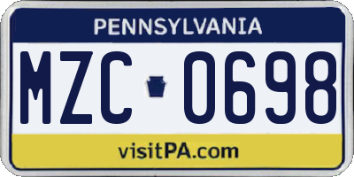 PA license plate MZC0698