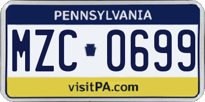 PA license plate MZC0699
