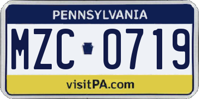 PA license plate MZC0719