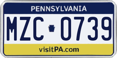 PA license plate MZC0739