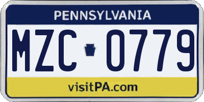 PA license plate MZC0779