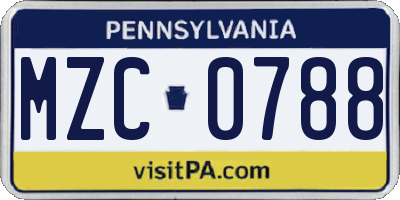 PA license plate MZC0788