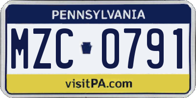 PA license plate MZC0791