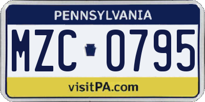 PA license plate MZC0795