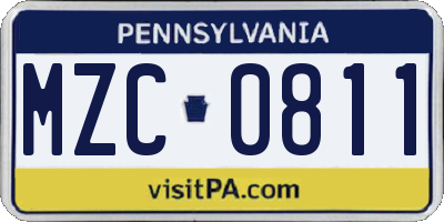 PA license plate MZC0811