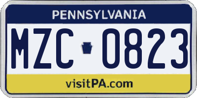 PA license plate MZC0823