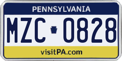 PA license plate MZC0828