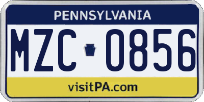 PA license plate MZC0856