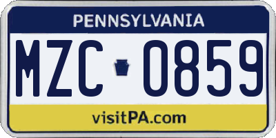 PA license plate MZC0859