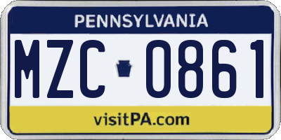 PA license plate MZC0861