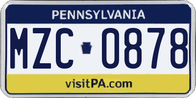 PA license plate MZC0878
