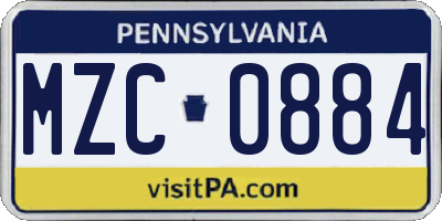 PA license plate MZC0884