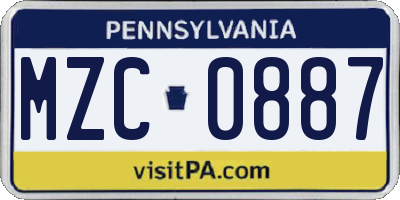 PA license plate MZC0887