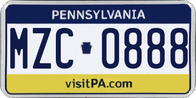 PA license plate MZC0888