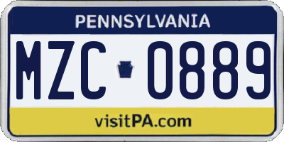 PA license plate MZC0889