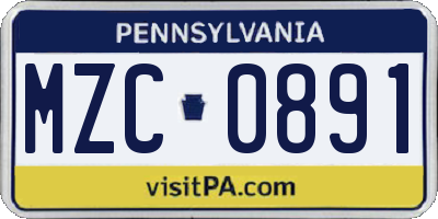 PA license plate MZC0891