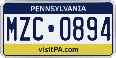 PA license plate MZC0894