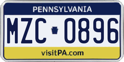 PA license plate MZC0896