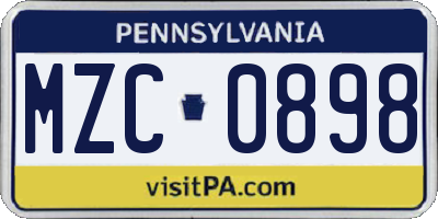 PA license plate MZC0898