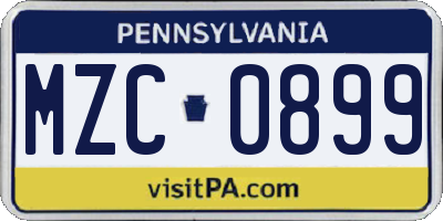 PA license plate MZC0899
