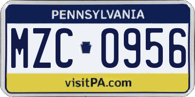 PA license plate MZC0956