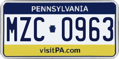 PA license plate MZC0963