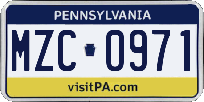 PA license plate MZC0971