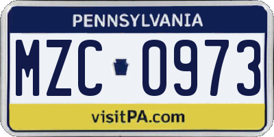 PA license plate MZC0973