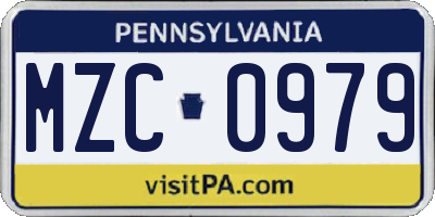 PA license plate MZC0979