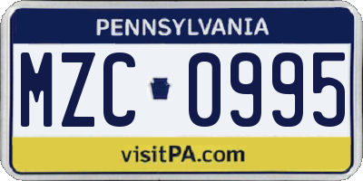 PA license plate MZC0995
