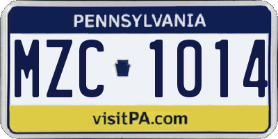 PA license plate MZC1014