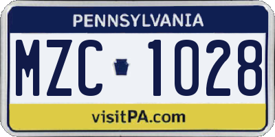 PA license plate MZC1028