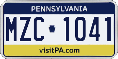 PA license plate MZC1041