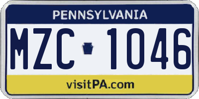PA license plate MZC1046