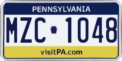 PA license plate MZC1048