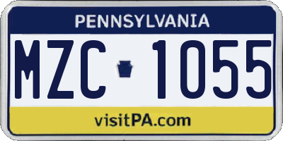 PA license plate MZC1055