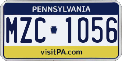 PA license plate MZC1056