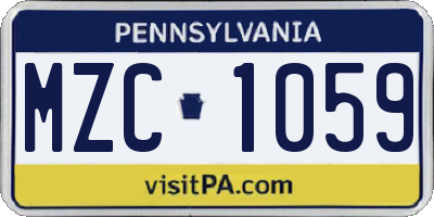 PA license plate MZC1059