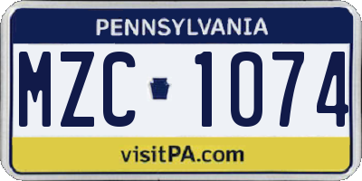 PA license plate MZC1074